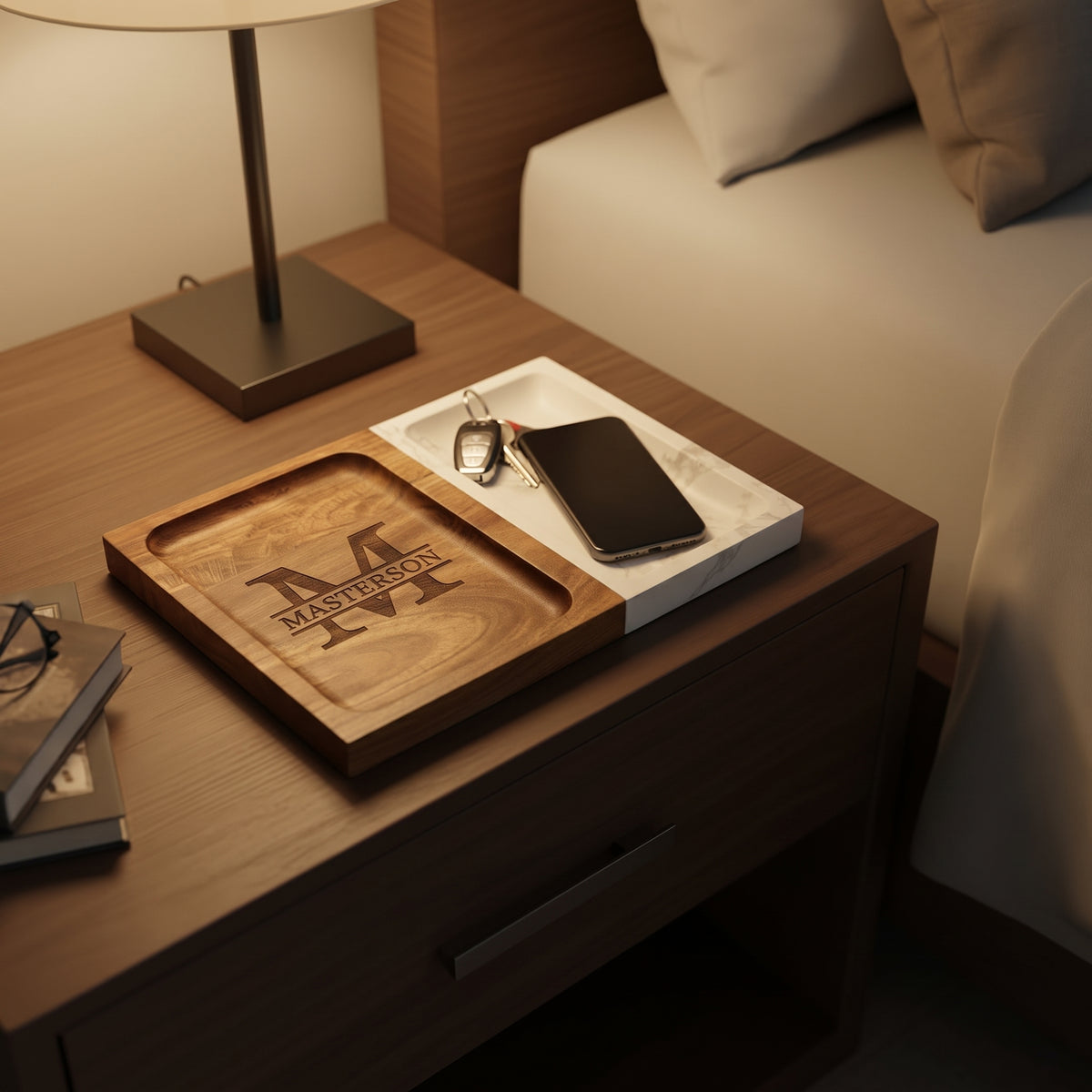 Marble and Wood Valet Tray image 0