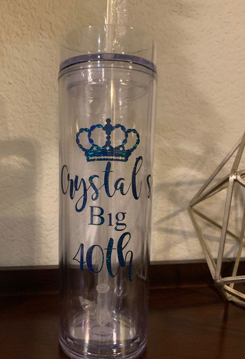 Custom Clear Tumblers with Straw image 1